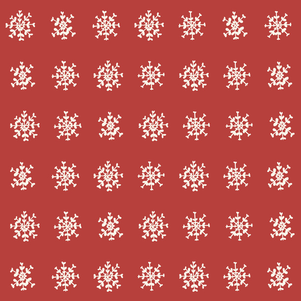 Karácsonyi csodálatos zökkenőmentes aranyos hópelyhek piros minta - Vektor, kép