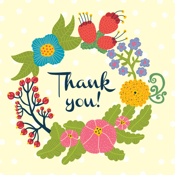 floral thank you card - Vector, Image