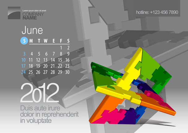 2012 Calendar. Vector Illustration with Puzzle vector element - Вектор, зображення