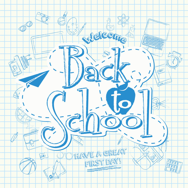 Back To School background of school supplies - Vector, Image