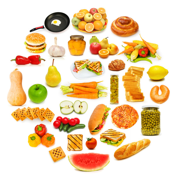 Circle with lots of food items - 写真・画像