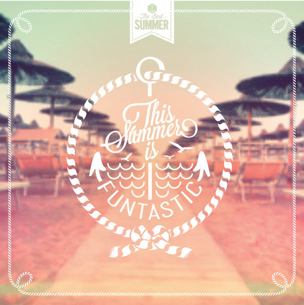 This Summer Is Funtastic Vintage Background - Vector, Image