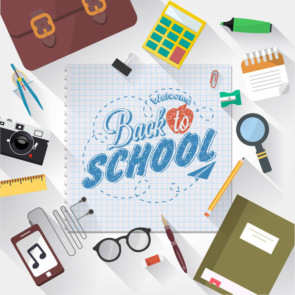 Back To School school supplies - Vector, Image