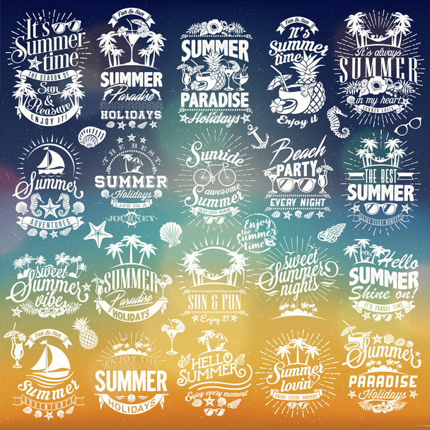 Elementos desenhados à mão retro para desenhos caligráficos de verão
 - Vetor, Imagem