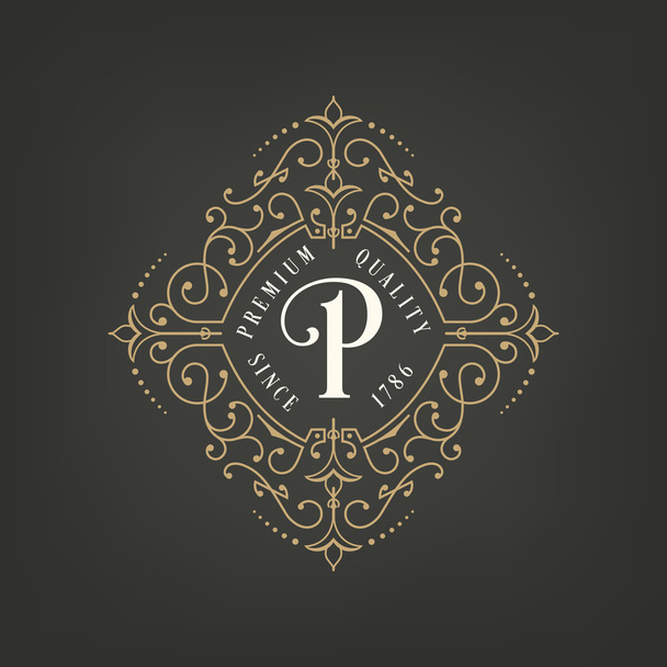 Calligraphic monogram emblem - Vector, Image
