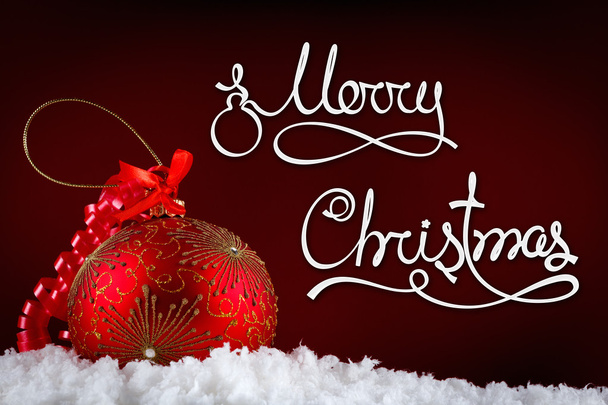 Merry Christmas concept balls in snow, greeting - Фото, зображення