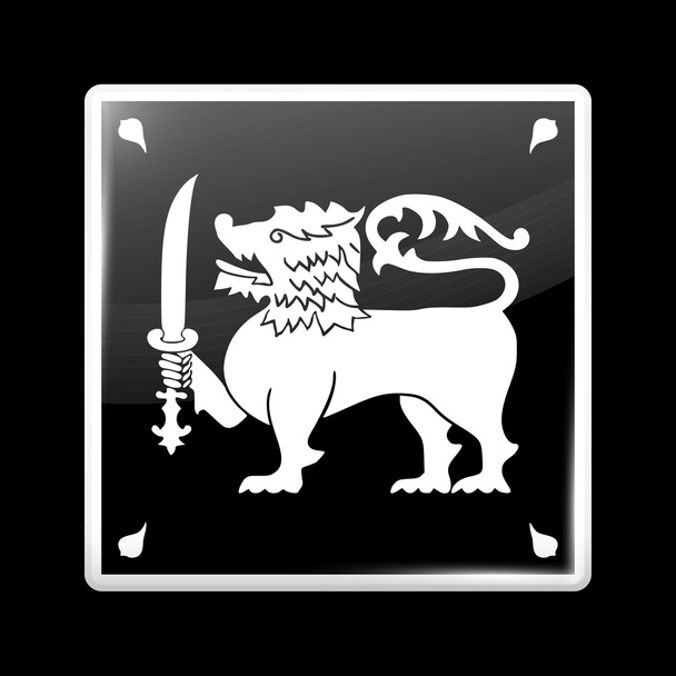 Bandera de Sri Lanka. Icono vidrioso forma cuadrada
 - Vector, Imagen