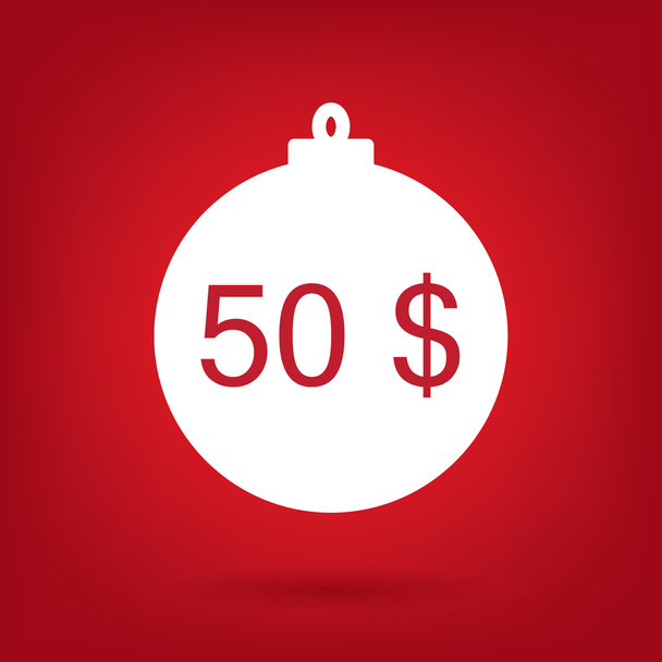 クリスマス セール ステッカー タグ、価格 50 ドル - ベクター画像