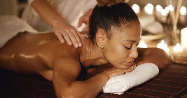 body massage with marine salt - Footage, Video