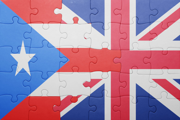 rompecabezas con la bandera nacional de Gran Bretaña y Puerto Rico
 - Foto, Imagen