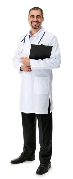 Doctor with prescription board in hands isolated - Фото, изображение