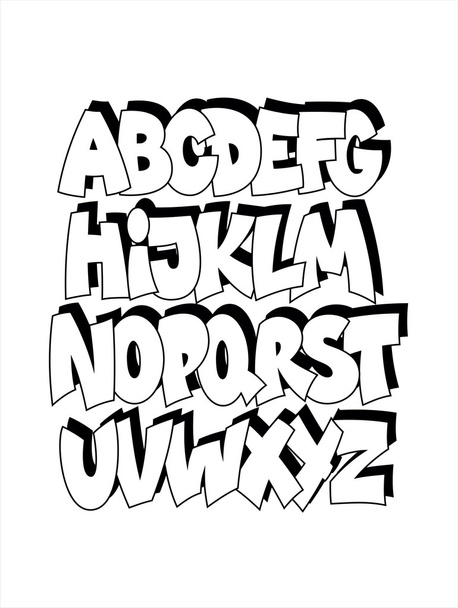 Cartoon comic graffiti font alphabet. Vector - Vecteur, image