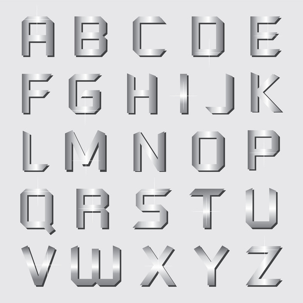 Conjunto de letras de alfabeto plateado
. - Vector, imagen