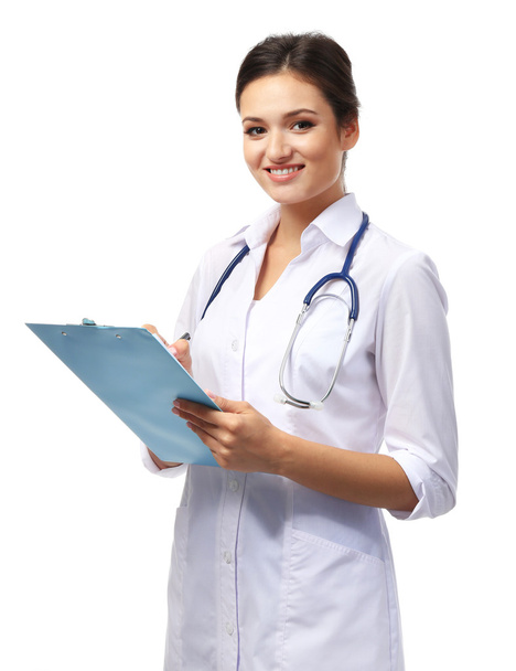 Smiling medical doctor holding a folder - Valokuva, kuva