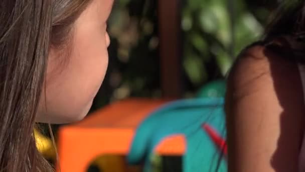 Female Child Eating Ice Cream Dessert - Video, Çekim