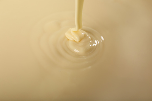 Fundo de leite condensado em uma tigela, close-up
 - Foto, Imagem