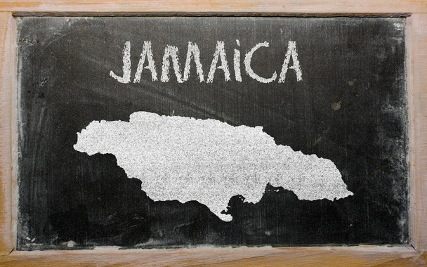 Outline map of jamaica on blackboard - Zdjęcie, obraz