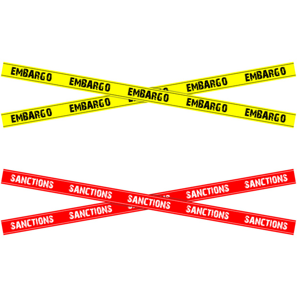 Embargo and sanctions crossed tapes - Vector, Image