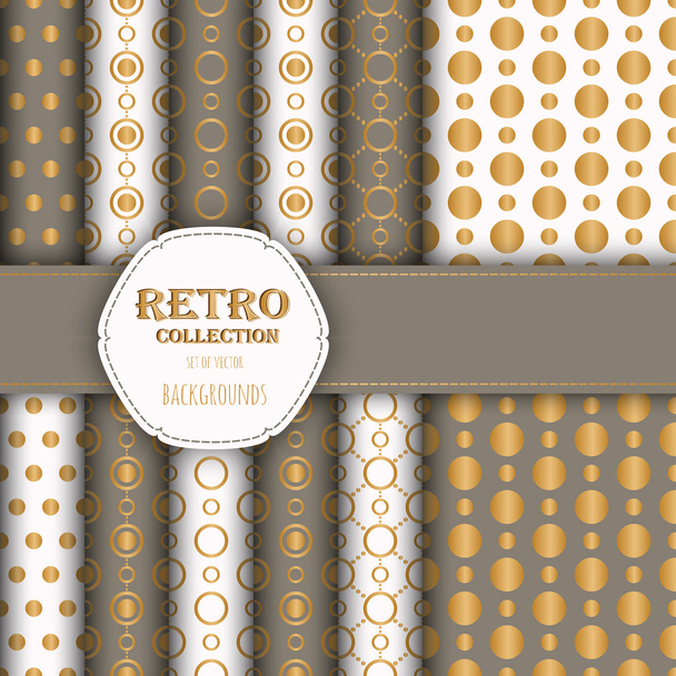 Collection of jumbo and small polka dots seamless patterns in red, and white. - Vektor, obrázek