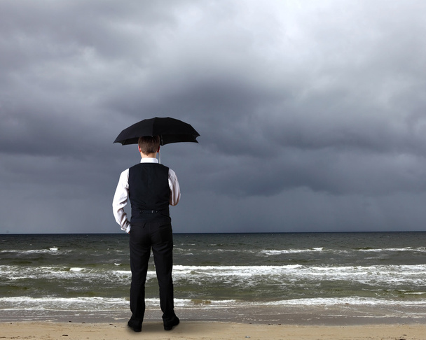 Businessman and weather - Zdjęcie, obraz