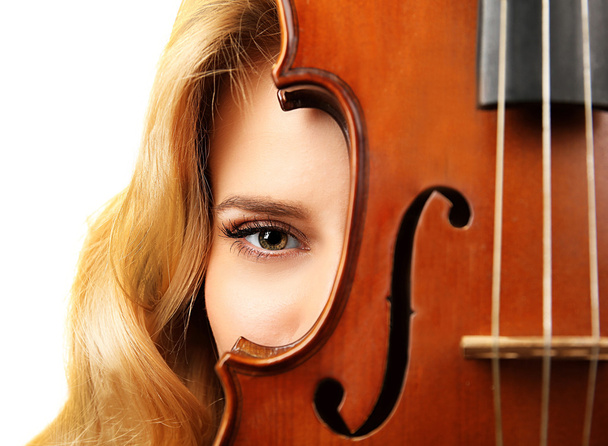 Young beautiful woman with violin - Foto, Bild