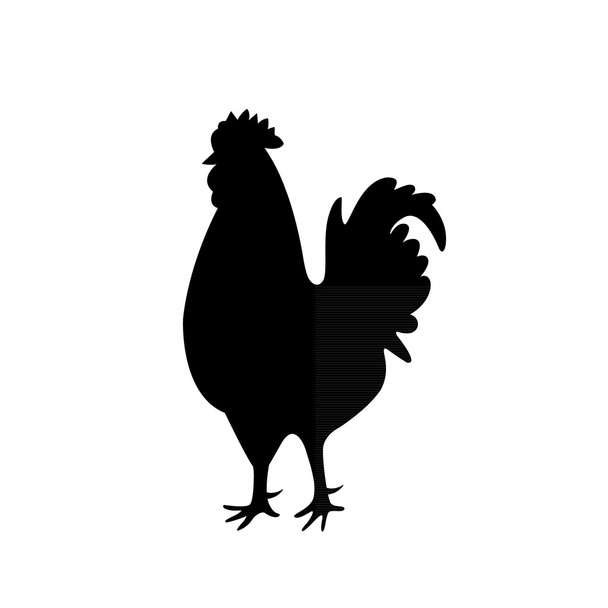 Silhouette eines Hahns isoliert auf weiß - Vektor, Bild