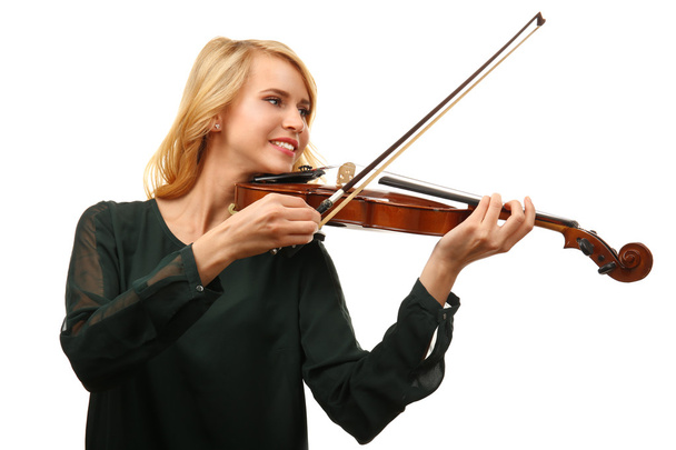 Woman plays violin  - Foto, imagen