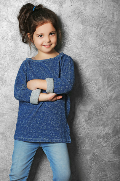 Portrait of little fashion kid girl - Foto, Bild