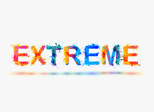Palabra "EXTREMO". Arco iris salpicadura pintura
 - Vector, imagen