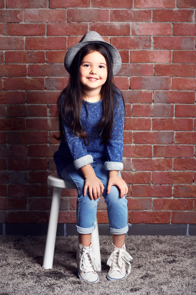 Portrait of little fashion kid girl - Fotoğraf, Görsel