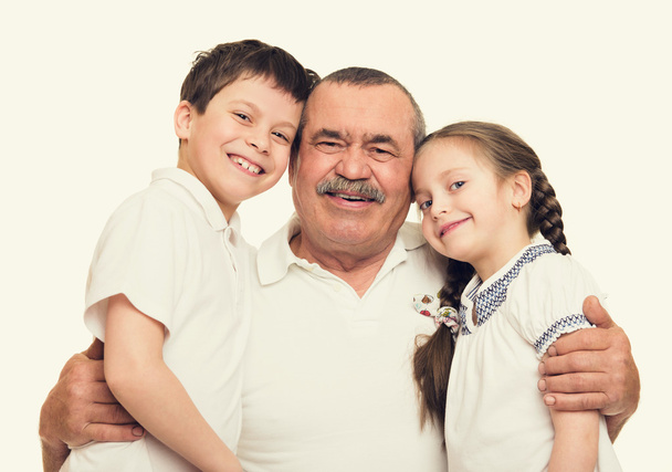 Dědeček a vnuky portrétní - Fotografie, Obrázek