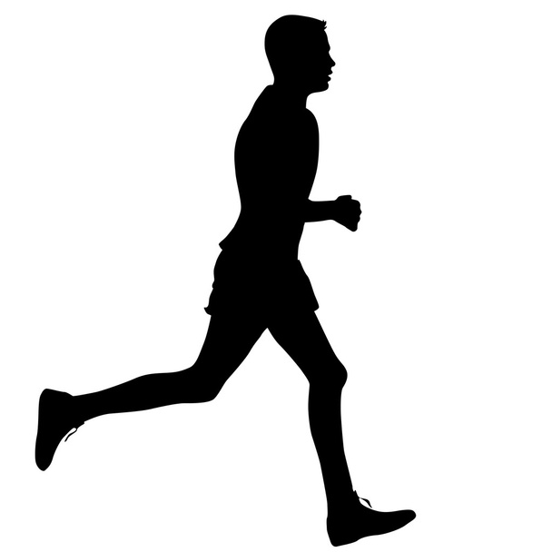 Silhouette Runners on sprint, uomini. illustrazione vettoriale. - Vettoriali, immagini