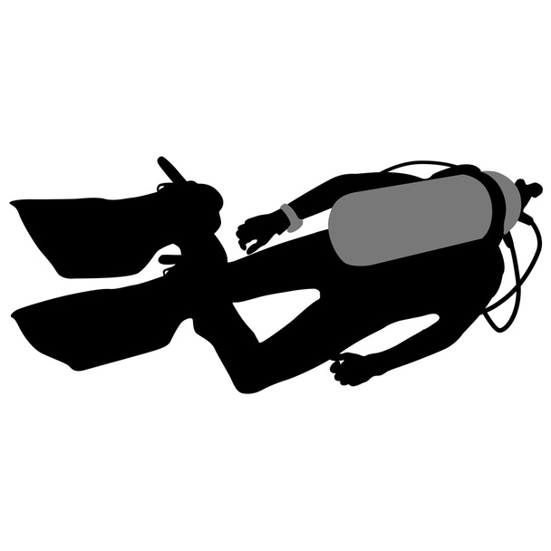 Mergulhadores de mergulho de silhueta preta. Ilustração vetorial. - Vetor, Imagem