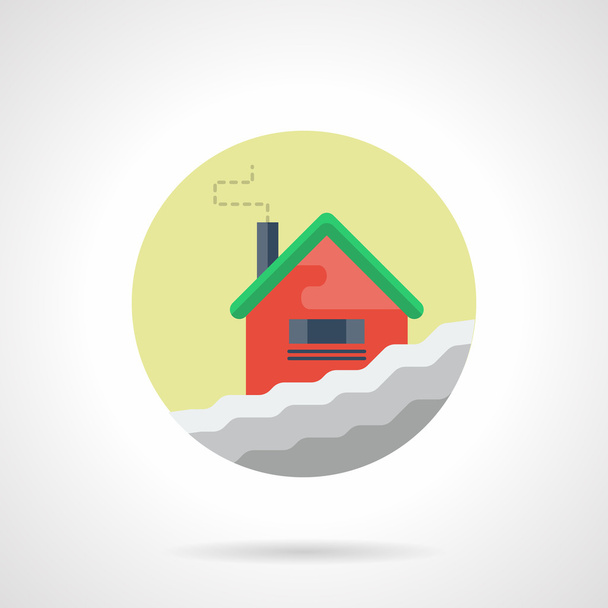 Winter house round flat color vector icon - Vector, Image