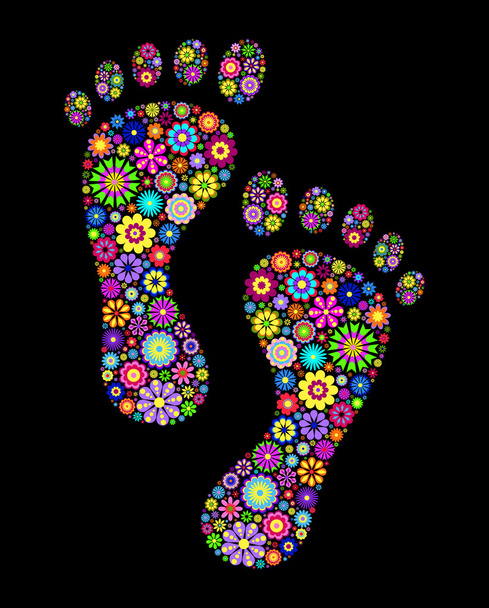 kleurrijke voetafdrukken - Vector, afbeelding