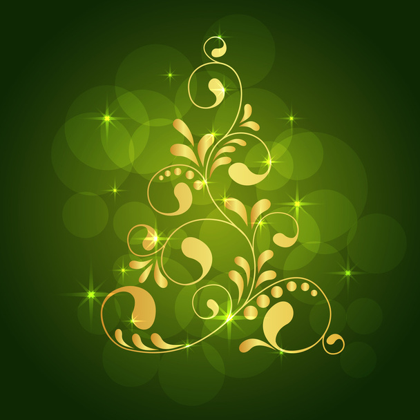 christmas gold tree - Vettoriali, immagini