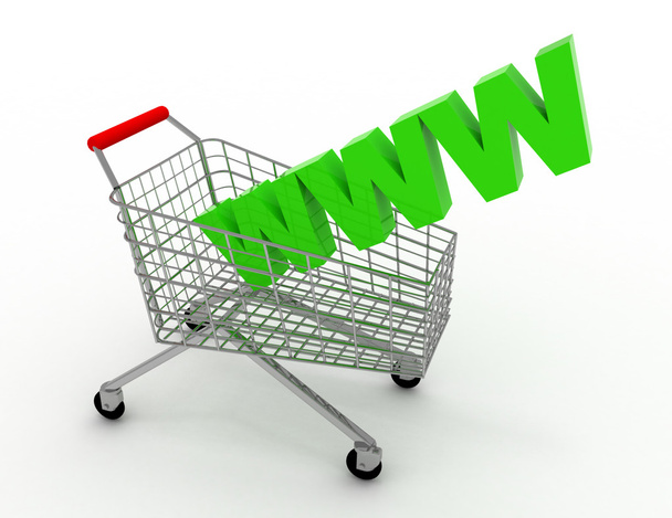 3d internet shopping trolley - 写真・画像