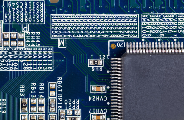 blue circuit board background of computer motherboard - Valokuva, kuva