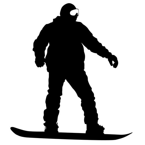 Черные силуэты сноубордистов на белом фоне. Векторная иллюзия
 - Вектор,изображение