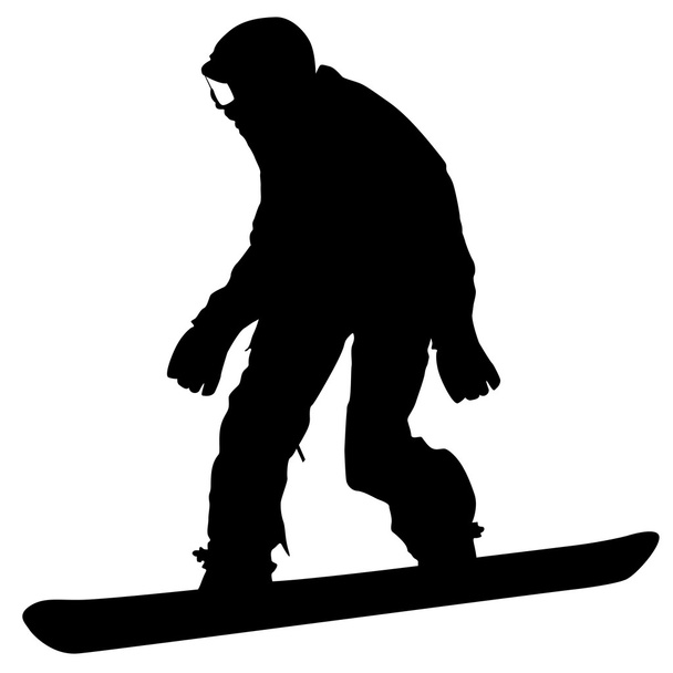 Fekete sziluettek snowboardosok fehér háttér. Vektor illu - Vektor, kép