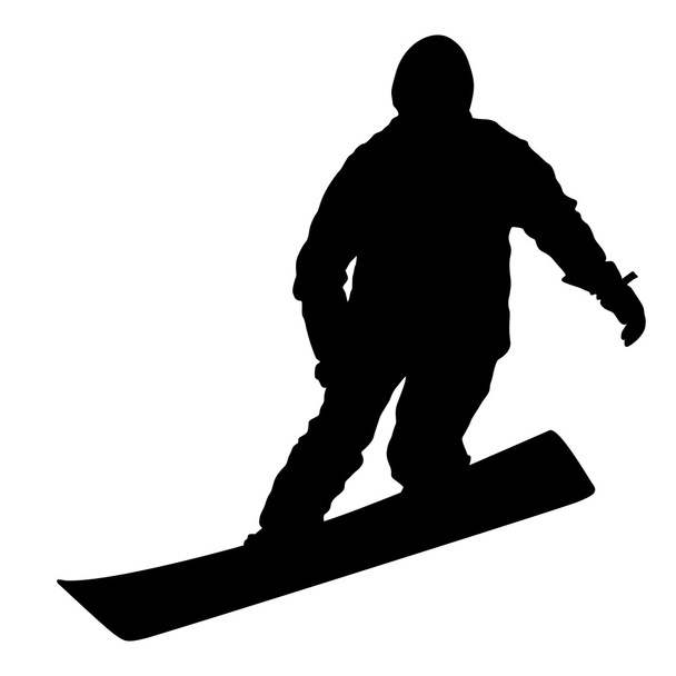Černé siluety snowboardistů na bílém pozadí. Vektorové illu - Vektor, obrázek