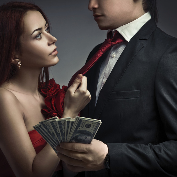 Young stylish couples and money - Foto, Imagem