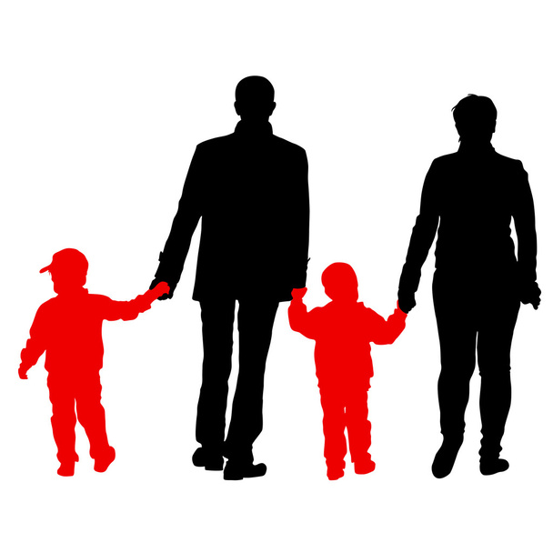 Black silhouettes Family on white background. Vector illustratio - Vector, Image