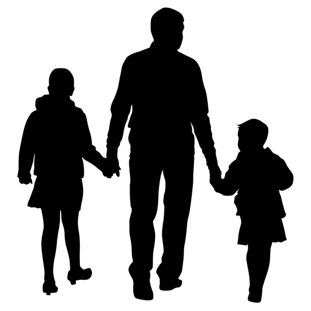 白い背景の上の家族のシルエットを黒します。ベクトル illustratio - ベクター画像