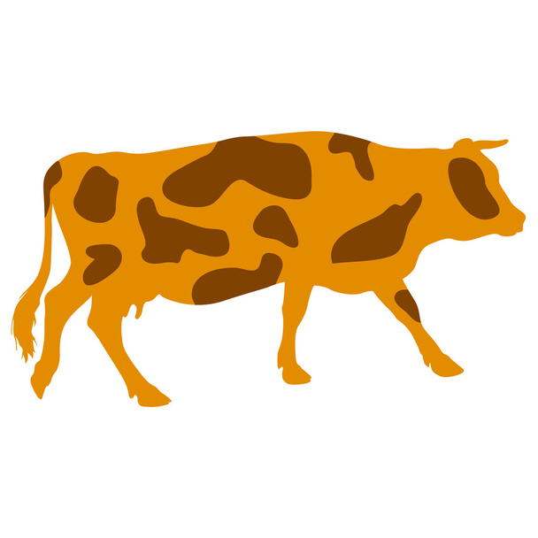 Silhouettes of spotted cow. Vector illustration. - Vector, Image