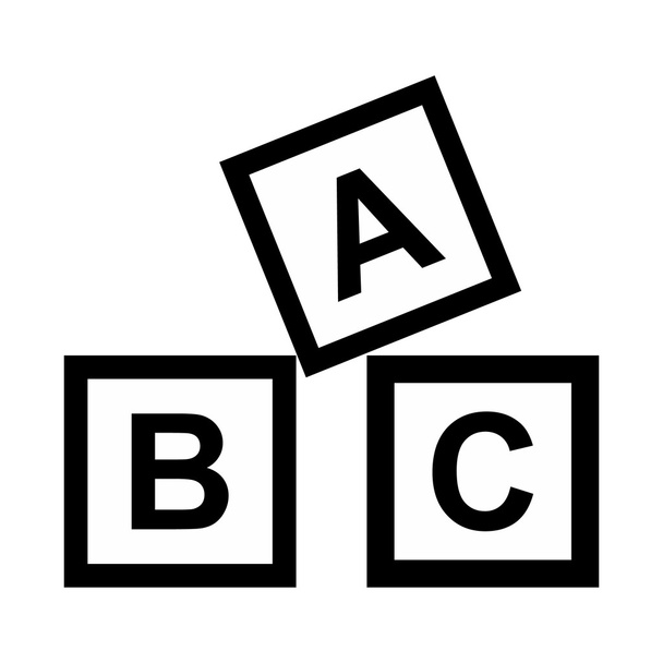 ABC blokken speelgoed eenvoudige pictogram - Vector, afbeelding