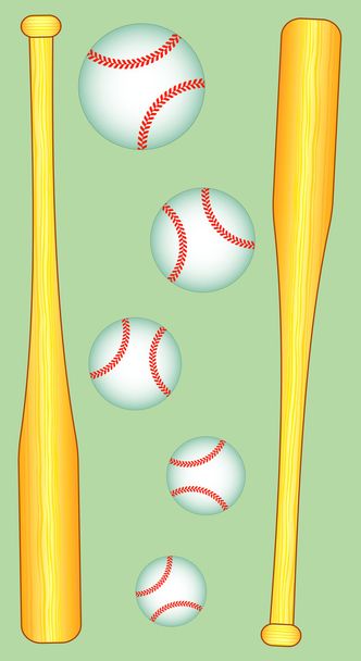 Juego de bates y pelotas de béisbol
 - Vector, Imagen