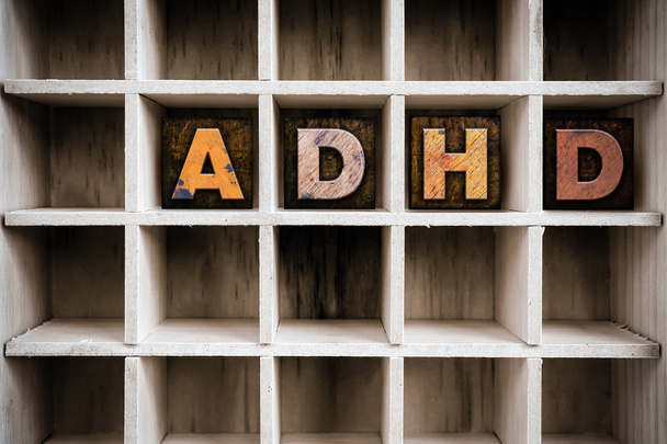 ADHD Concept Wooden Letterpress Type in Draw - Foto, afbeelding