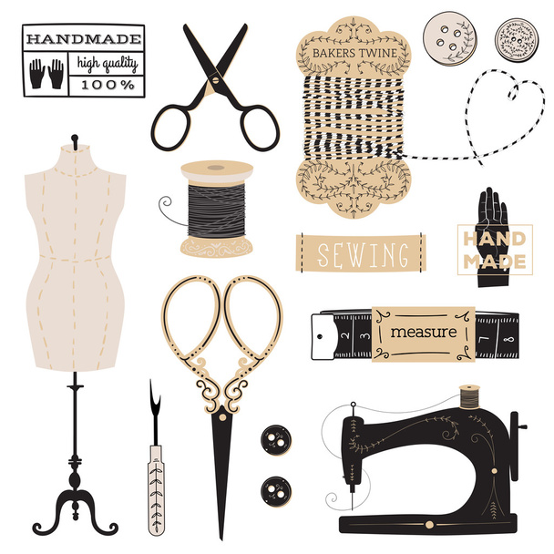 Set of tailor tools - Vektor, Bild