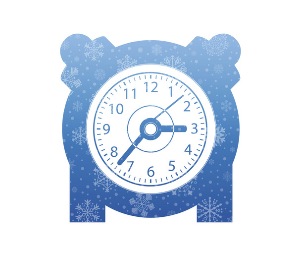 clock christmas icon with snow - Vektor, Bild